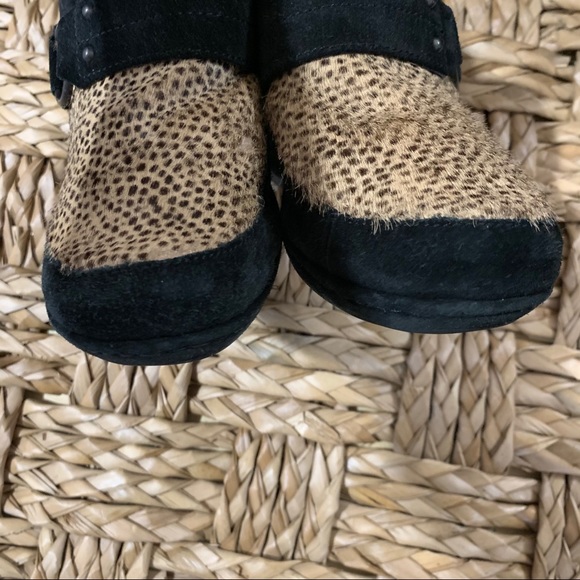 Born Crown black suede leather w/animal print clog - Picture 5 of 12